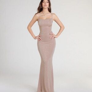 Windsor Shimmering Tan Maxi Dress
